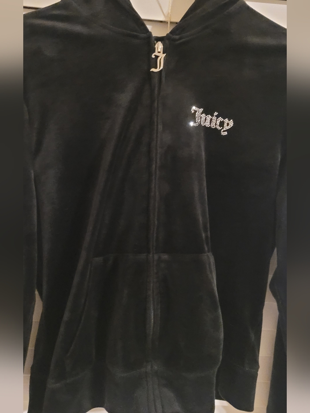 Juicy Couture Black Velour Track Suit -- Large -EUC